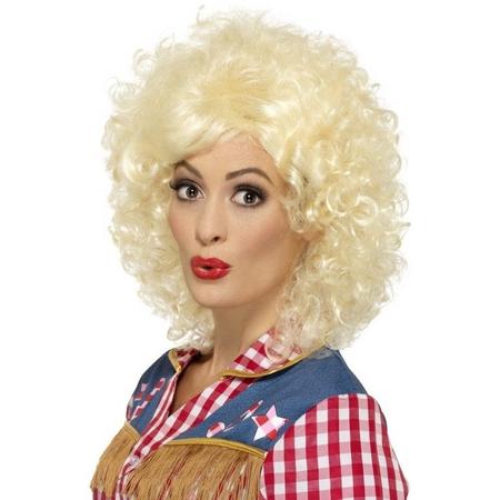 Blonde Dolly korte pruik met krullen voor dames