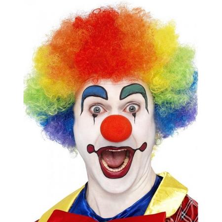 Clown verkleed set gekleurde pruik met bolhoed rood met bloemen - Carnaval clowns verkleedkleding en accessoires