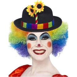 Clown verkleed set gekleurde pruik met bolhoedje - Carnaval clowns verkleedkleding en accessoires