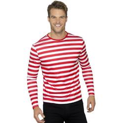 Gestreept shirt wit/rood voor volwassenen 52-54 (L)