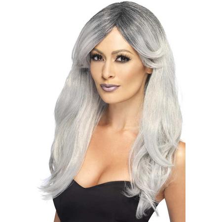 Ghostly Glamour Wig - Pruik met lang grijs haar