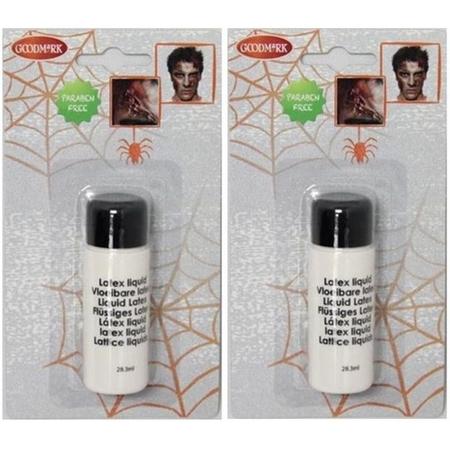 Halloween -  2x Vloeibare latex schmink/make-up tube 28 ml - Halloween make-up nephuid/wonden maken