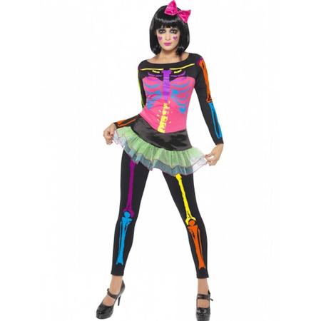 Halloween Neon skelet kostuum vrouwen 40-42 (m)