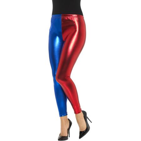 Harley Quinn legging - Harlekijn broek met rood en blauw - maat 36/38