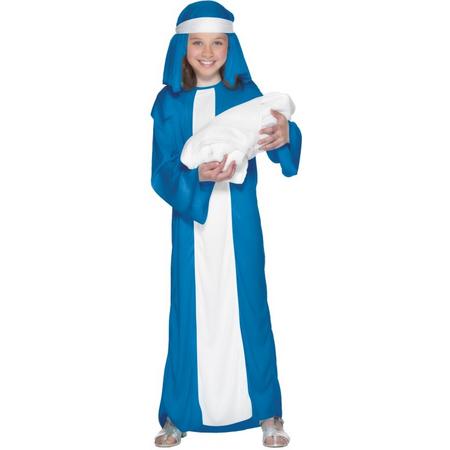 Heilige Maria kostuum - Kerstspel kleding gewaad/jurk met hoofddoek maat S 110-128