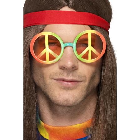 Hippie Bril Zonnebril met Peacetekens Regenboogkleuren