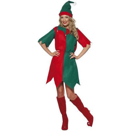 Kerst elf kostuum rood/groen voor dames 40-42 (M)
