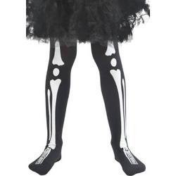 Kinderpanty Skelet - Zwarte panty voor kinderen met botten afdruk - maat 8 tot 12 jaar