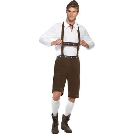 Oktoberfest - Bruine Oktoberfest lederhosen voor heren - Bierfeest kostuum 48-50 (M)