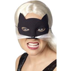 Oogmasker Kat Zwart met Snorharen