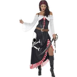 Piratenjurk met riem - Piraat kostuum dames maat 44-46 - Pakje met doodshoofd