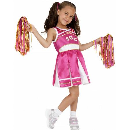 Roze cheerleader meisjes kostuum 110-122 (4-6 jaar)