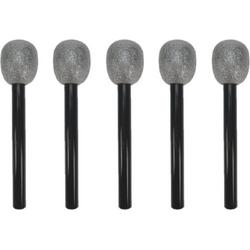 Set van 10x stuks neppe microfoons 30 cm - zwart/zilver - Namaak playback - Speelgoed microphone - Disco verkleed feest