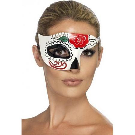 Set van 2x stuks day of the dead verkleed oogmasker - Dia de los muertos sugarskull Halloween accessoires