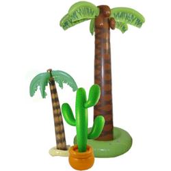 Set van 3x stuks - Tropische/Hawaii feestversiering opblaasbaar palmbomen/cactus - Voor fun en thema party