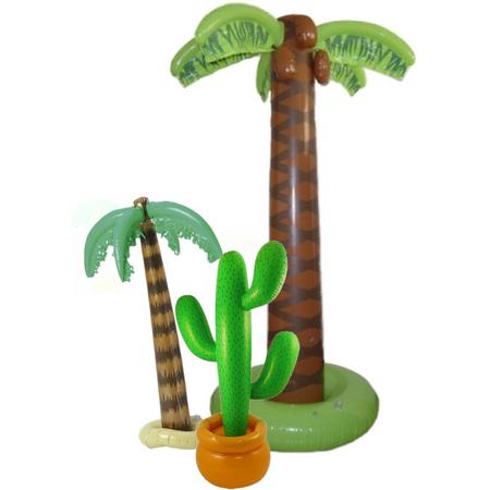 Set van 3x stuks - Tropische/Hawaii feestversiering opblaasbaar palmbomen/cactus - Voor fun en thema party