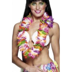 Set van 6x stuks hawaii krans/tropische bloemenslinger gekleurde bloemen - Verkleed accessoires - Feestartikelen
