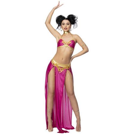 Smiffys - 1001 Nacht & Arabisch & Midden-Oosten Kostuum - 1001 Nacht Nourah Belly Danseres - Vrouw - roze,goud - Extra Small - Carnavalskleding - Verkleedkleding