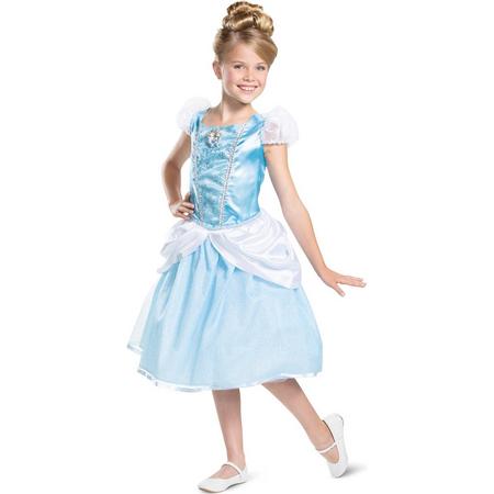 Smiffys - Assepoester Kostuum - Prinses Disney Assepoester Deluxe - Meisje - blauw - Medium - Carnavalskleding - Verkleedkleding