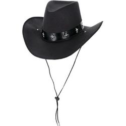 Smiffys - Cowboy & Cowgirl Kostuum - Zwarte Country Hoed Cowboy Dexter - zwart - Carnavalskleding - Verkleedkleding