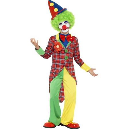 Smiffys - Kostuum - Clown - Roodgeruite jas met geel-groene broek - mt.110/116 - Maat S