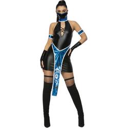   - Ninja & Samurai Kostuum - Ontwaakte Schoonheid Ninja Misaki - Vrouw - blauw,zwart - Extra Small - Carnavalskleding - Verkleedkleding