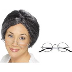   - Oma Sarah carnaval verkleed set pruik en bril - 50 jaar pop