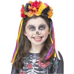   - Spaans & Mexicaans Kostuum - Day Of The Dead Bloemen Hoofdband Kind - multicolor - One Size - Halloween - Verkleedkleding