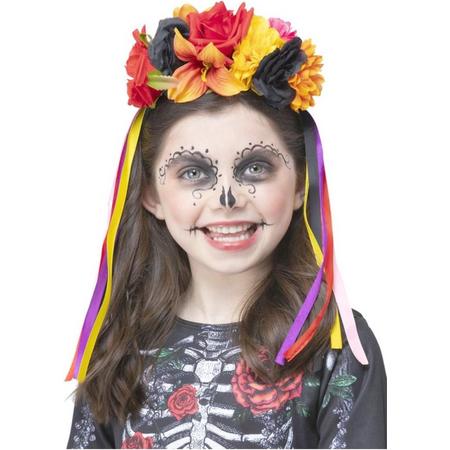 Smiffys - Spaans & Mexicaans Kostuum - Day Of The Dead Bloemen Hoofdband Kind - multicolor - One Size - Halloween - Verkleedkleding