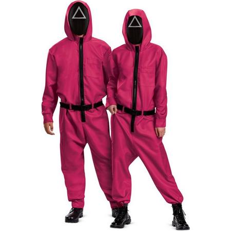Smiffys - Squid Game Pak - Netflix Squid Game Driehoek Bewaker Kostuum - rood - Large / XL - Carnavalskleding - Verkleedkleding