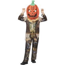   - Zombie Kostuum - Enge Pompoenhoofder Pim Kind Kostuum - oranje,bruin - Small - Halloween - Verkleedkleding