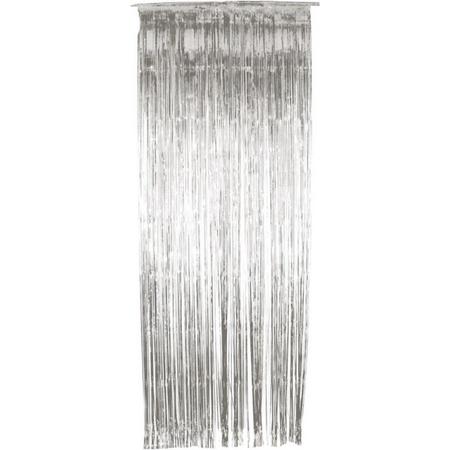 Smiffys Feest Decoratie Shimmer Curtain Zilverkleurig