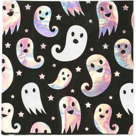 Smiffys Halloween Decoratie Ghost Tableware - Party Napkins Zwart