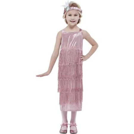 Smiffys Kinder Kostuum -Kids tm 12 jaar- 20s Pink Flapper Roze