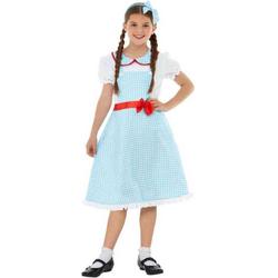   Kinder Kostuum -Kids tm 12 jaar- Country Girl Blauw/Wit
