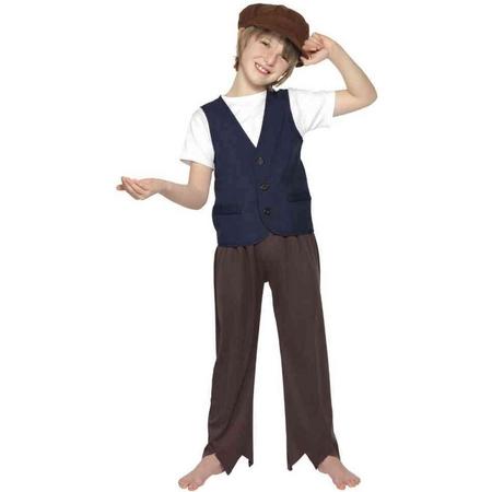 Smiffys Kinder Kostuum -Kids tm 12 jaar- Victorian Poor Peasant Boy Bruin