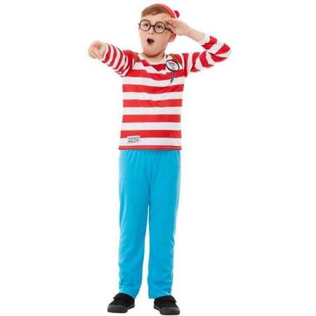 Smiffys Kinder Kostuum -Kids tm 12 jaar- Wheres Wally? Deluxe Multicolours/Wit