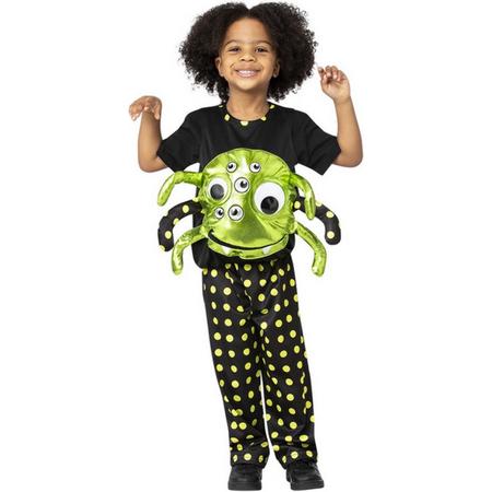 Smiffys Kinder Kostuum -Kids tm 2 jaar- Neon Spider Zwart/Groen