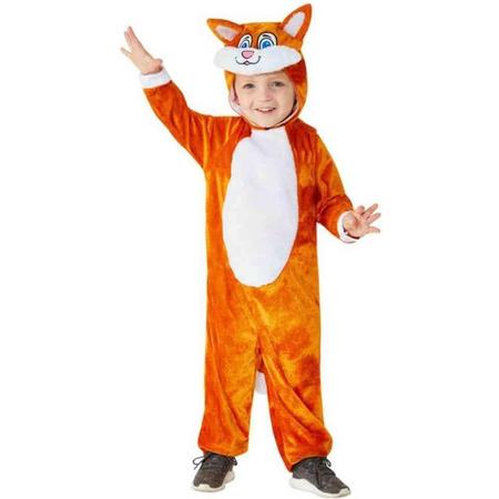 Smiffys Kinder Kostuum -Kids tm 2 jaar- Toddler Cat Oranje