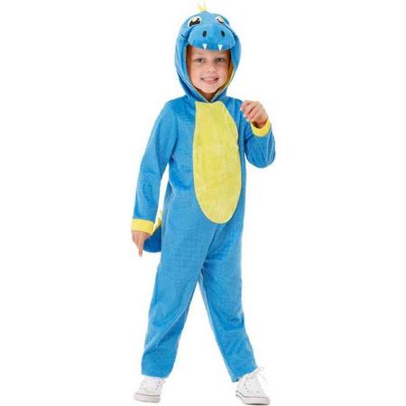 Smiffys Kinder Kostuum -Kids tm 2 jaar- Toddler Dinosaur Blauw