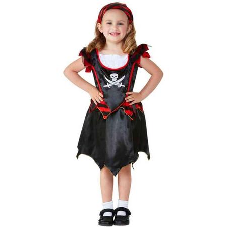 Smiffys Kinder Kostuum -Kids tm 4 jaar- Toddler Pirate Skull & Crossbones Zwart