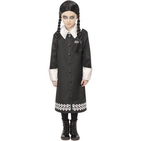 Smiffys Kinder Kostuum -Kids tm 6 jaar- Addams Family Wednesday Zwart