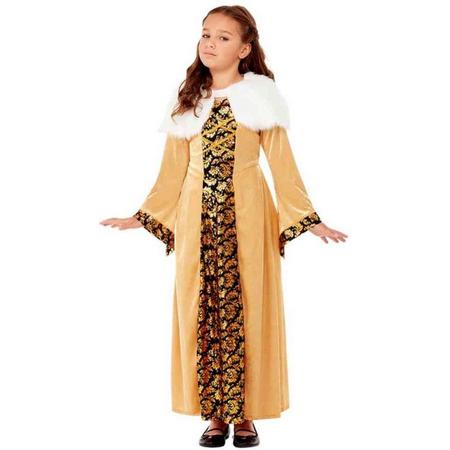 Smiffys Kinder Kostuum -Kids tm 6 jaar- Deluxe Medieval Countess Goudkleurig