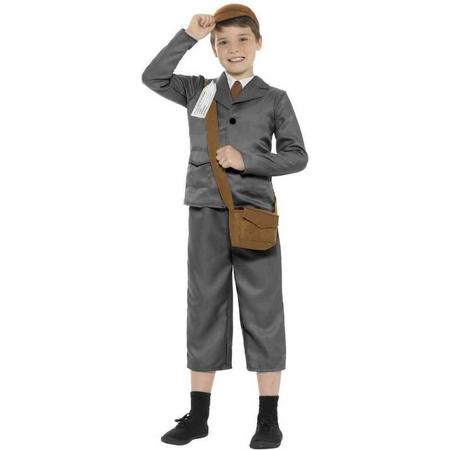 Smiffys Kinder Kostuum -Kids tm 6 jaar- WW2 Evacuee Boy Grijs