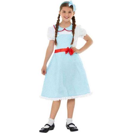 Smiffys Kinder Kostuum -Kids tm 9 jaar- Country Girl Blauw/Wit