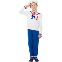  Kinder Kostuum -Kids tm 9 jaar- High Seas Sailor Wit/Blauw