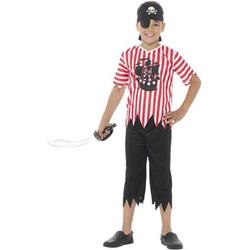   Kinder Kostuum -Kids tm 9 jaar- Jolly Pirate Boy Rood/Wit