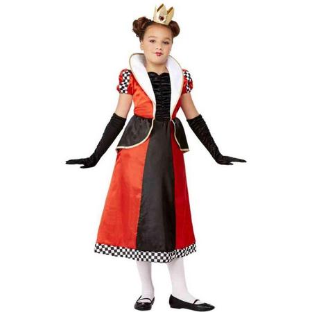 Smiffys Kinder Kostuum -Kids tm 9 jaar- Queen Of Hearts Rood/Zwart