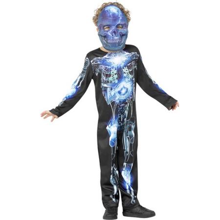 Smiffys Kinder Kostuum -Kids tm 9 jaar- Robotic Skeleton Zwart/Blauw