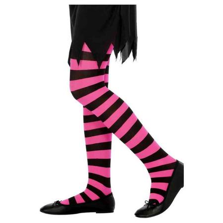 Smiffys Kinder panty Striped Roze/Zwart